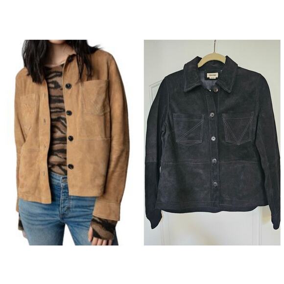 Zadig & Voltaire Toi Daim Suede Shirt Jacket Top In Black $698 Sz M, NWT!